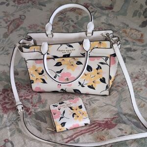 Kate Spade White and Yellow Floral Satchel